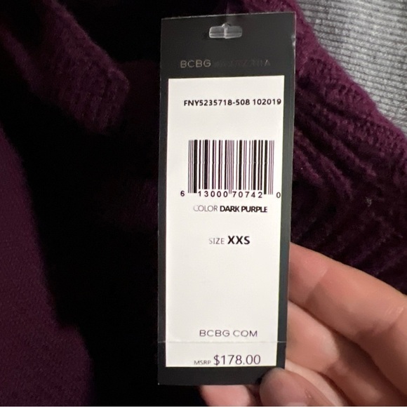 BCBG MaxAzria Tie Hem Mock Neck Womens Purple Sweater Size Medium NEW - Picture 9 of 9